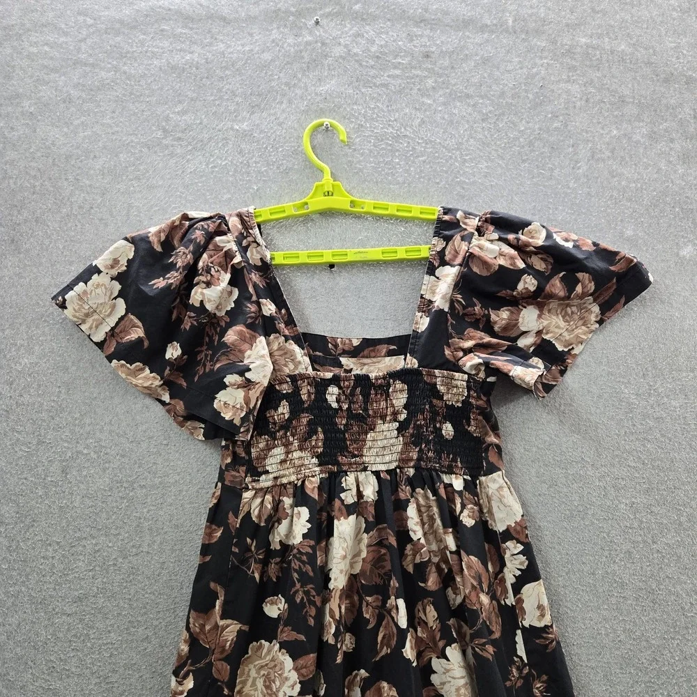 Abercrombie & Fitch Women Dress S‎ Black Floral Maxi Sundress Milkmaid